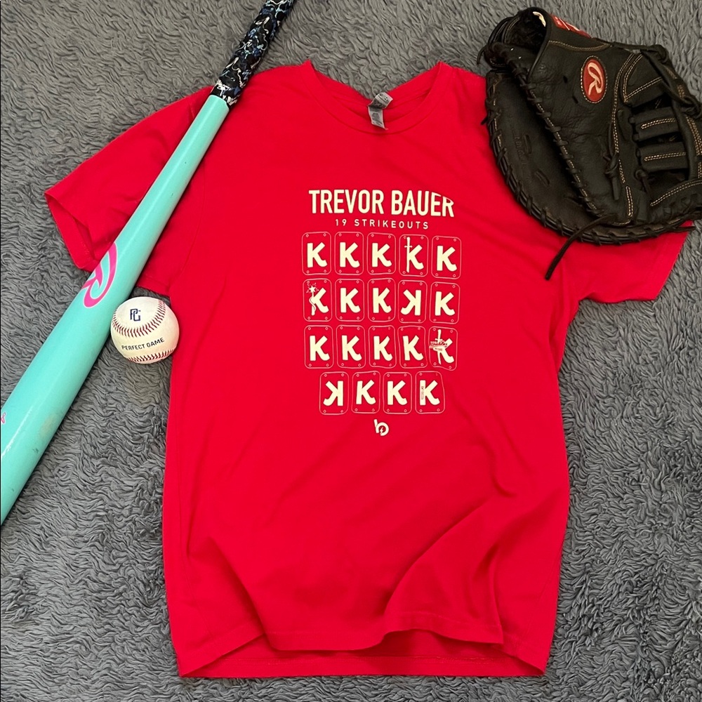 Trevor Bauer 19 Strikeout Red Tee